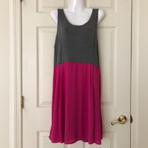 NWT Apt. 9 Gray Knit and Pink Chiffon Sleeveless Fit & Flare Dress Size XL
